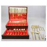 Dirilyte Gold Tone Flatware Set & Chest 124pc