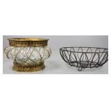 Decorative Bowl & Metal Basket 2pc
