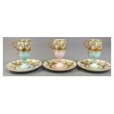 Set of 3 Tall Demitasse Cups & Saucers