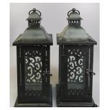 Pair of Metal & Glass Lantern Decor