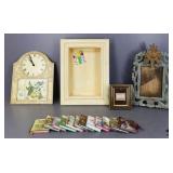 Clock, Picture Frames, Shadow Box+ 16pc