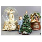 Christmas Snow Globes & Figurine 3pc