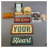 Assorted Religious Decor/Wood Boxes