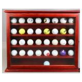 Wood Display Case w/Assorted Golf Balls