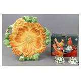 Pfaltzgraff Salt & Pepper Set/Fitz & Floyd Plate