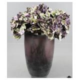 Blown Glass Vase w/Artificial Hydrangeas
