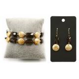 Pearl Beaded Earrings & Bracelet
