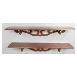 Pair of Wood Wall Shelves w/Plate Rack