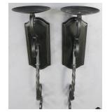 Pair of Metal & Wood Sconces