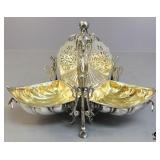 Silver Plate Tri-Fold Biscuit Box from England