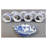 Blue & White Ceramic Napkin Rings+
