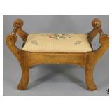 Needlepoint & Wood Footstool