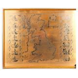 Framed Etchmaster Britain Map on Copper