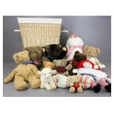Stuffed Animals w/ Large Basket