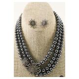 Faux Pearl Necklace & Earring Set