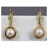14k Pierced Pearl Earrings