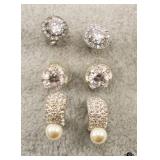 3pr Pierced Stud Earrings