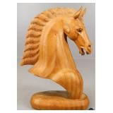 Carved Wood Horse Bust
