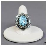 Navajo Sterling Silver & Turquoise Ring - Size 8