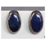 Mexican Silver & Lapis Stud Earrings