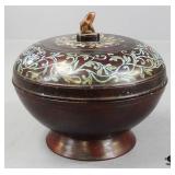 Wood Pedestal Bowl W/ Lid