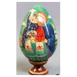 Hand Painted Wood Egg & Stand