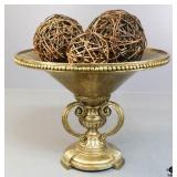 Decorative Pedestal Bowl W/Orbs