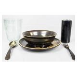 Etched Glass Vase, Dishes