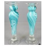 Pair of Glass Candle Holders