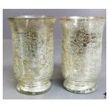 Pair of Cracked Glass Vases