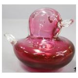 Pink Glass Duck Paperweight