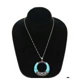 $213 Sterling Turquoise Pendant Necklace