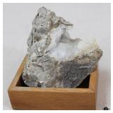 Natural Calcite in Wood Container