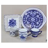Porcelain Plate, Platter & Cups / 5 pc