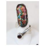 Size 6 Sterling & Dichroic Glass Ring
