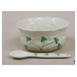 Belleek Condiment Bowl w/Spoon
