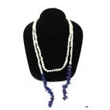 Freshwater Pearl & Lapis Necklace