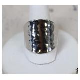 Size 10 Sterling Hammered Finished Ring