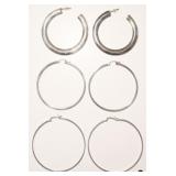 Sterling Hoop Earrings / 3 pr