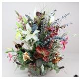 Artificial Floral Arrangement in Glass Bowl