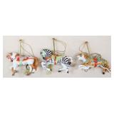 Lenox Carousel Animal Ornaments / 3 pc
