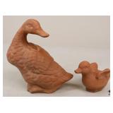 Terracotta Duck Figurines / 2 pc