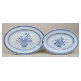 Blue & White Oval Serving Platters / 2 pc