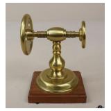 Industrial Brass Figure On Wood Stand
