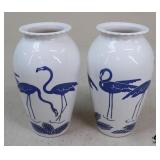 Milk Glass Anchor Hocking Flamingo Vases / 2 pc