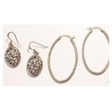 Sterling Silver Earrings / 2 pr