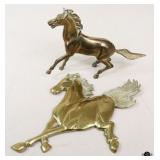 Brass Horse Figurine & Wall Decor / 2 pc