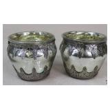 Pottery Barn Glass & Metal Pots / 2 pc