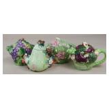 Glazed Ceramic Teapots / 4 pc