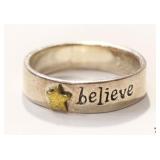 Sz 7 Sterling "Believe" Ring
